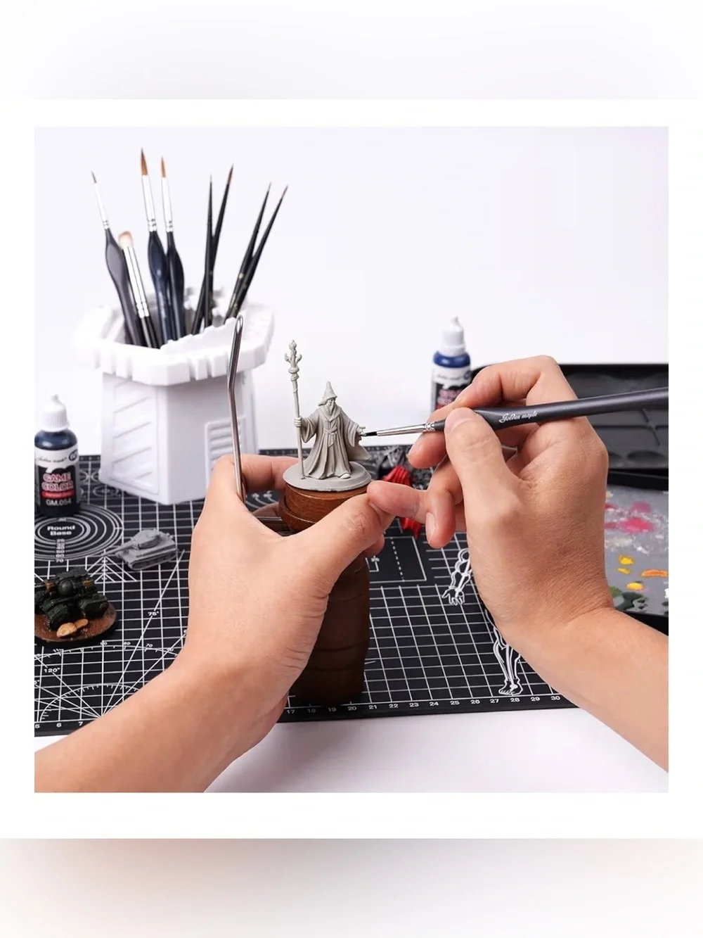Golden Maple Miniature Painting Handle - 360 Degree Rotating